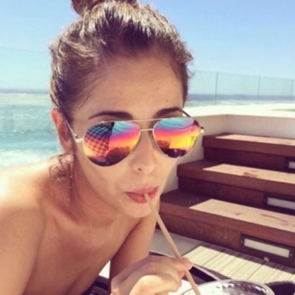 Rainbow Mirrored Lens Aviator Sunglasses New